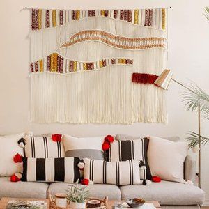 Anthropologie Large Handmade Colorful Woven Macrame Wall Hanging